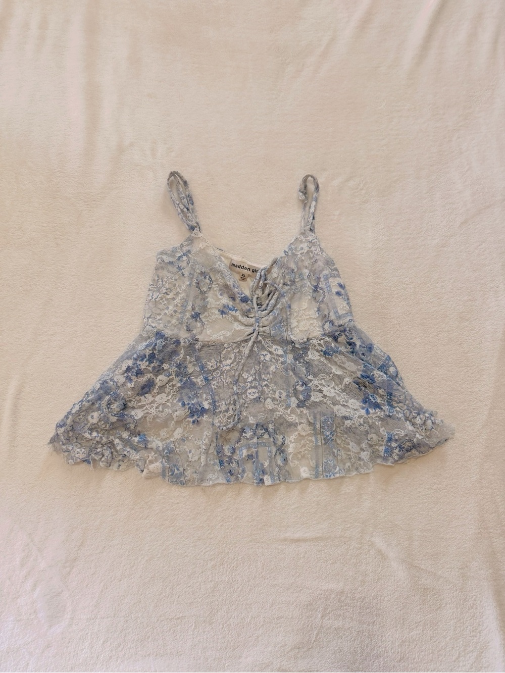 Madden Girl Light Blue Floral Lace Cami